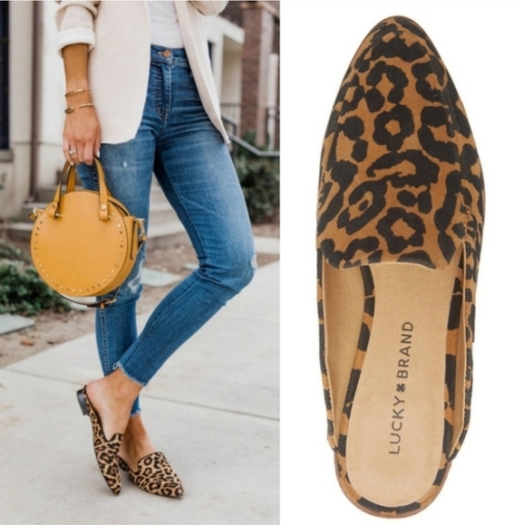 Lucky Brand Margrete Leopard Cheetah Mule Slip Ons - Picture 1 of 12